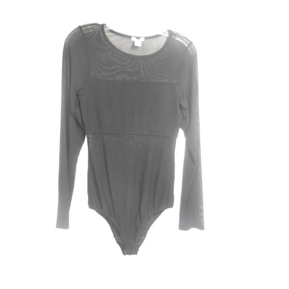Bozzolo Mesh Y2K long sleeve black bodysuit Size Large - Picture 3 of 10
